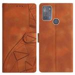 For Motorola Moto G10 / G30 Triangles Embossed Leather Phone Case(Brown)
