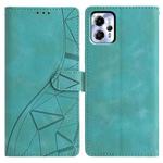 For Motorola Moto G13 / G23 Triangles Embossed Leather Phone Case(Green)