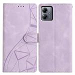 For Motorola Moto G14 Triangles Embossed Leather Phone Case(Purple)