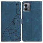 For Motorola Moto G14 Triangles Embossed Leather Phone Case(Blue)