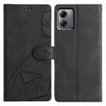 For Motorola Moto G14 Triangles Embossed Leather Phone Case(Black)