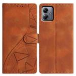 For Motorola Moto G14 Triangles Embossed Leather Phone Case(Brown)