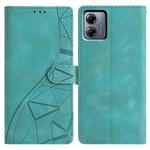 For Motorola Moto G14 Triangles Embossed Leather Phone Case(Green)