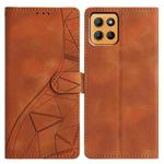 For Motorola Moto G15 Triangles Embossed Leather Phone Case(Brown)