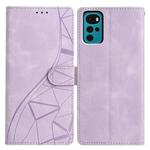 For Motorola Moto G22 Triangles Embossed Leather Phone Case(Purple)