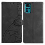 For Motorola Moto G22 Triangles Embossed Leather Phone Case(Black)