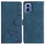 For Motorola Moto G34 Triangles Embossed Leather Phone Case(Blue)