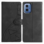 For Motorola Moto G34 Triangles Embossed Leather Phone Case(Black)