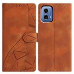 For Motorola Moto G34 Triangles Embossed Leather Phone Case(Brown)