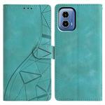 For Motorola Moto G34 Triangles Embossed Leather Phone Case(Green)