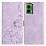 For Motorola Moto G35 Triangles Embossed Leather Phone Case(Purple)