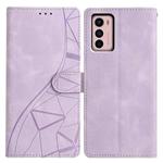 For Motorola Moto G42 Triangles Embossed Leather Phone Case(Purple)
