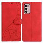 For Motorola Moto G42 Triangles Embossed Leather Phone Case(Red)
