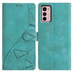 For Motorola Moto G42 Triangles Embossed Leather Phone Case(Green)