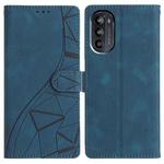 For Motorola Moto G52 Triangles Embossed Leather Phone Case(Blue)