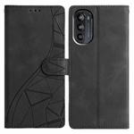For Motorola Moto G52 Triangles Embossed Leather Phone Case(Black)