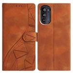 For Motorola Moto G52 Triangles Embossed Leather Phone Case(Brown)