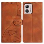 For Motorola Moto G53 5G Triangles Embossed Leather Phone Case(Brown)