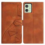 For Motorola Moto G54 Triangles Embossed Leather Phone Case(Brown)