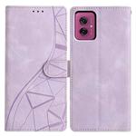 For Motorola Moto G55 Triangles Embossed Leather Phone Case(Purple)
