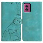 For Motorola Moto G55 Triangles Embossed Leather Phone Case(Green)