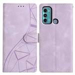 For Motorola Moto G60 Triangles Embossed Leather Phone Case(Purple)