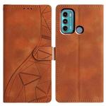 For Motorola Moto G60 Triangles Embossed Leather Phone Case(Brown)
