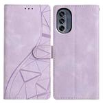 For Motorola Moto G62 5G Triangles Embossed Leather Phone Case(Purple)
