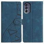For Motorola Moto G62 5G Triangles Embossed Leather Phone Case(Blue)