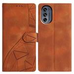 For Motorola Moto G62 5G Triangles Embossed Leather Phone Case(Brown)