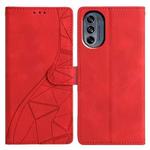 For Motorola Moto G62 5G Triangles Embossed Leather Phone Case(Red)