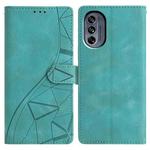 For Motorola Moto G62 5G Triangles Embossed Leather Phone Case(Green)