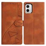 For Motorola Moto G73 Triangles Embossed Leather Phone Case(Brown)