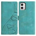 For Motorola Moto G73 Triangles Embossed Leather Phone Case(Green)