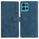 For Motorola Moto G75 5G Triangles Embossed Leather Phone Case(Blue)
