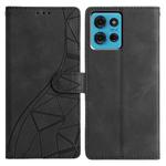 For Motorola Moto G75 5G Triangles Embossed Leather Phone Case(Black)