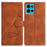 For Motorola Moto G75 5G Triangles Embossed Leather Phone Case(Brown)