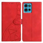 For Motorola Moto G75 5G Triangles Embossed Leather Phone Case(Red)