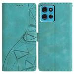 For Motorola Moto G75 5G Triangles Embossed Leather Phone Case(Green)