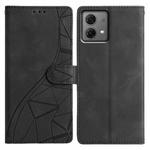 For Motorola Moto G84 Triangles Embossed Leather Phone Case(Black)