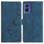 For Motorola Moto G85 Triangles Embossed Leather Phone Case(Blue)