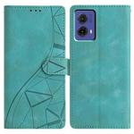 For Motorola Moto G85 Triangles Embossed Leather Phone Case(Green)