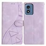 For Motorola Moto G Play 2024 Triangles Embossed Leather Phone Case(Purple)