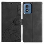For Motorola Moto G Play 2024 Triangles Embossed Leather Phone Case(Black)