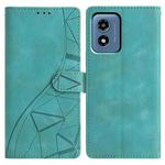 For Motorola Moto G Play 2024 Triangles Embossed Leather Phone Case(Green)