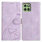 For Motorola Edge 60 Triangles Embossed Leather Phone Case(Purple)