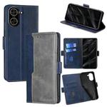 For Redmi A5 4G 171.7mm Contrast Color Side Buckle Leather Phone Case(Blue + Grey)