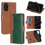 For Redmi A5 4G 171.7mm Contrast Color Side Buckle Leather Phone Case(Light Brown + Green)