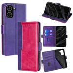 For Redmi A5 4G 171.7mm Contrast Color Side Buckle Leather Phone Case(Purple + Rose Red)