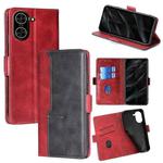 For Redmi A5 4G 171.7mm Contrast Color Side Buckle Leather Phone Case(Red + Black)